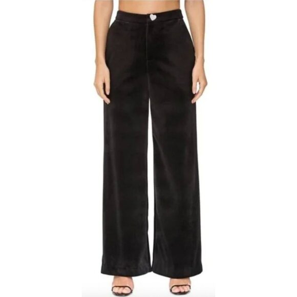 AVEC LES FILLES Women Black Velvet Dress Pants 2 - Picture 2 of 7